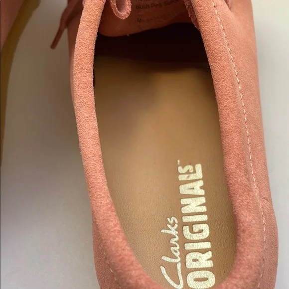 WALLABEE CLARKS ORIGINALS BLUSH PINK SUEDE SHOES - Picture 11 of 12